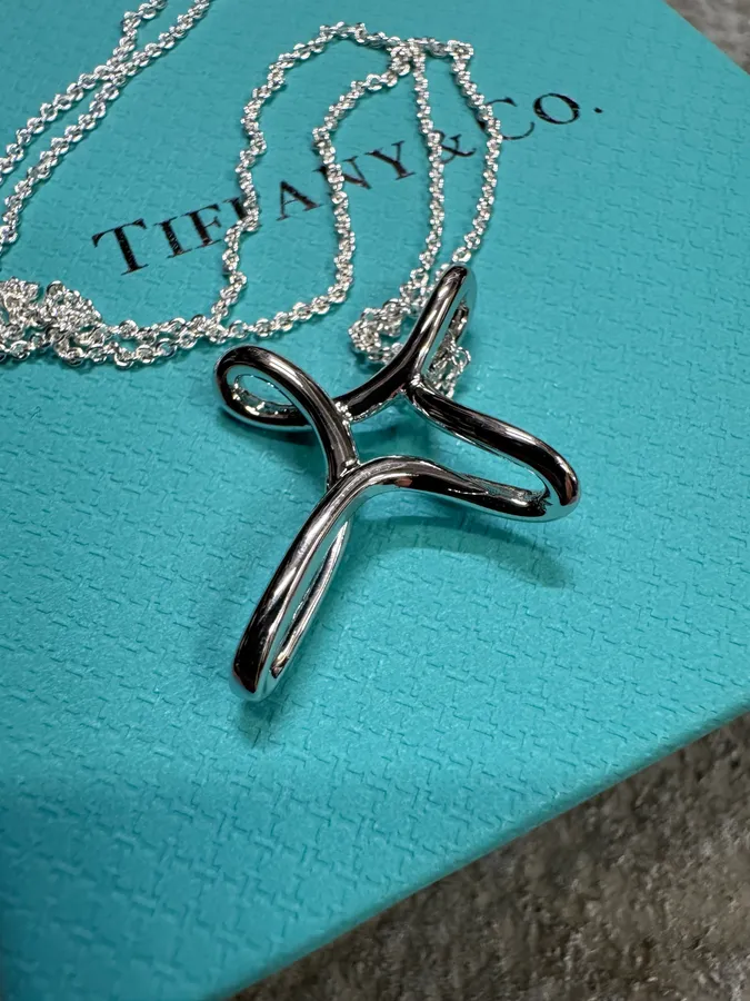 Tiffany & Co. Infinity Cross Silver Pendant Necklace - Image 4