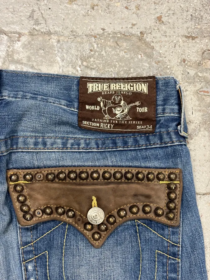 True Religion Blue Studded Denim Jeans - Image 10
