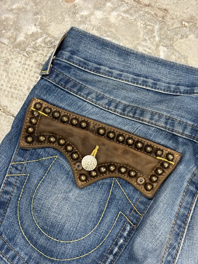 True Religion Blue Studded Denim Jeans - Image 11