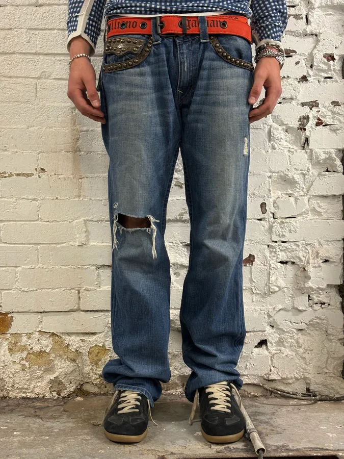 True Religion Blue Studded Denim Jeans - Image 3