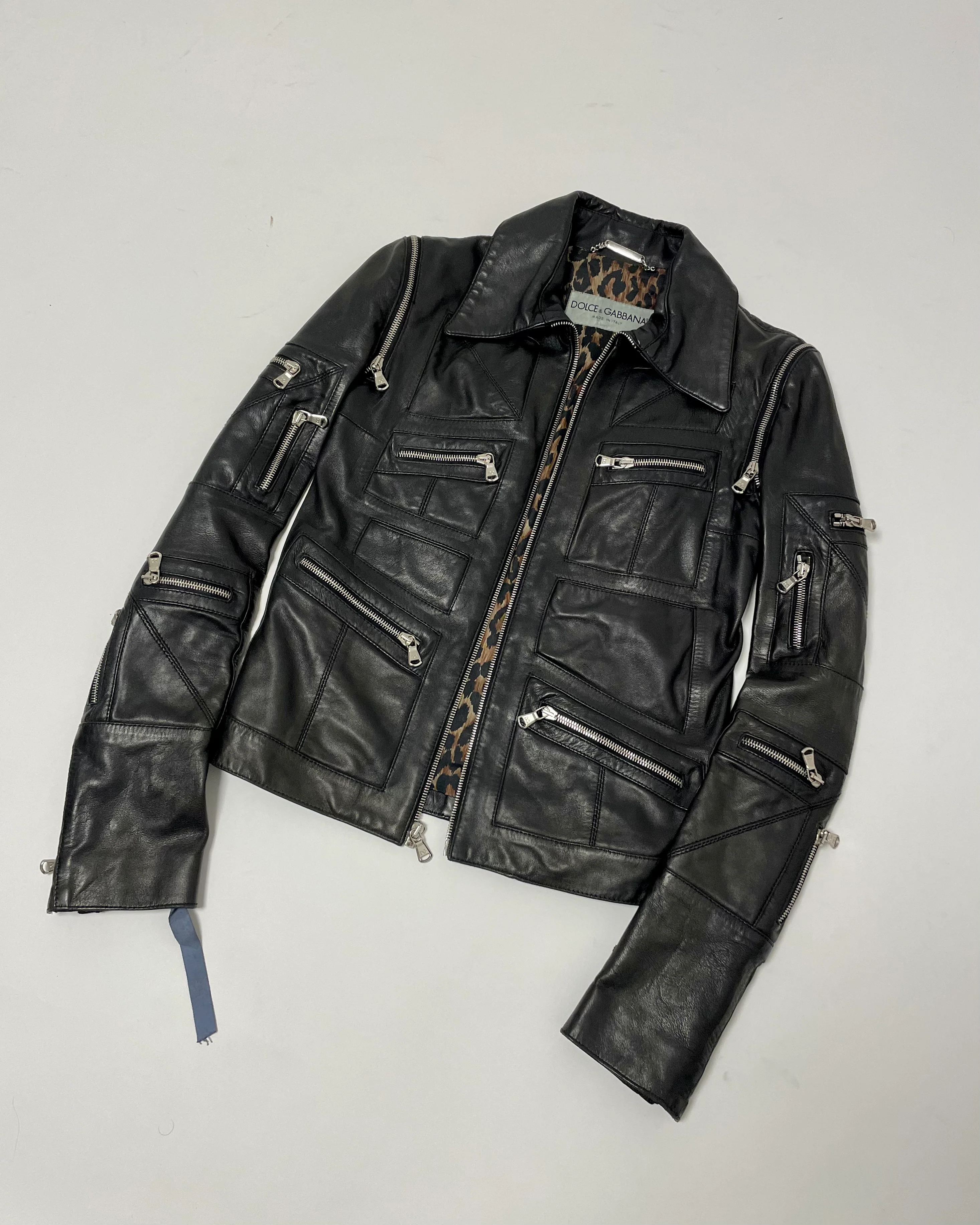 00s Dolce & Gabbana Multi Zips Leather Jacket With Detachable Arms (XS) - Image 2