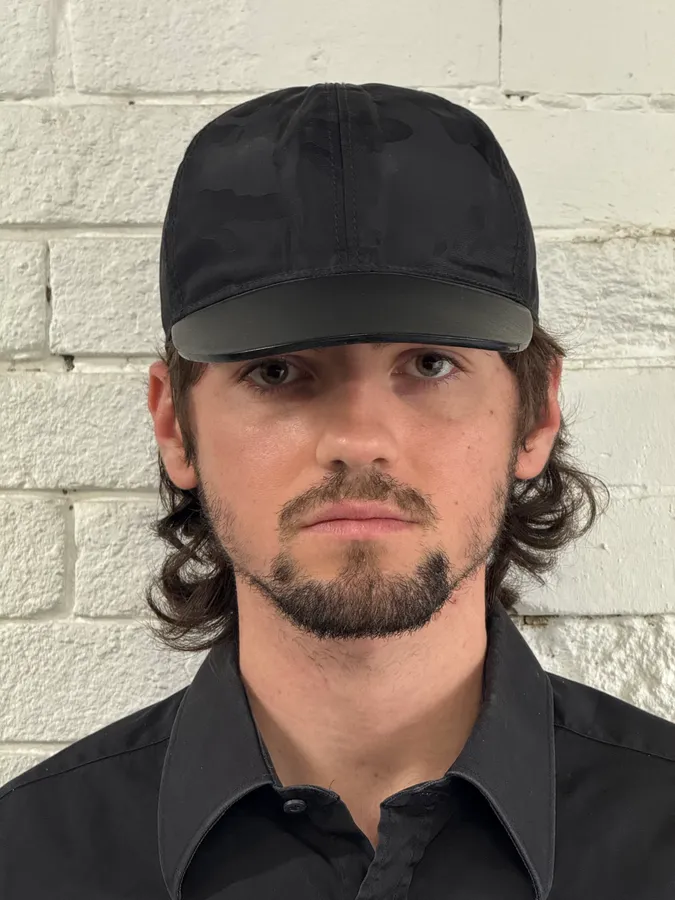 Valentino Black Camo Hybrid Leather Buckle Cap - Image 2