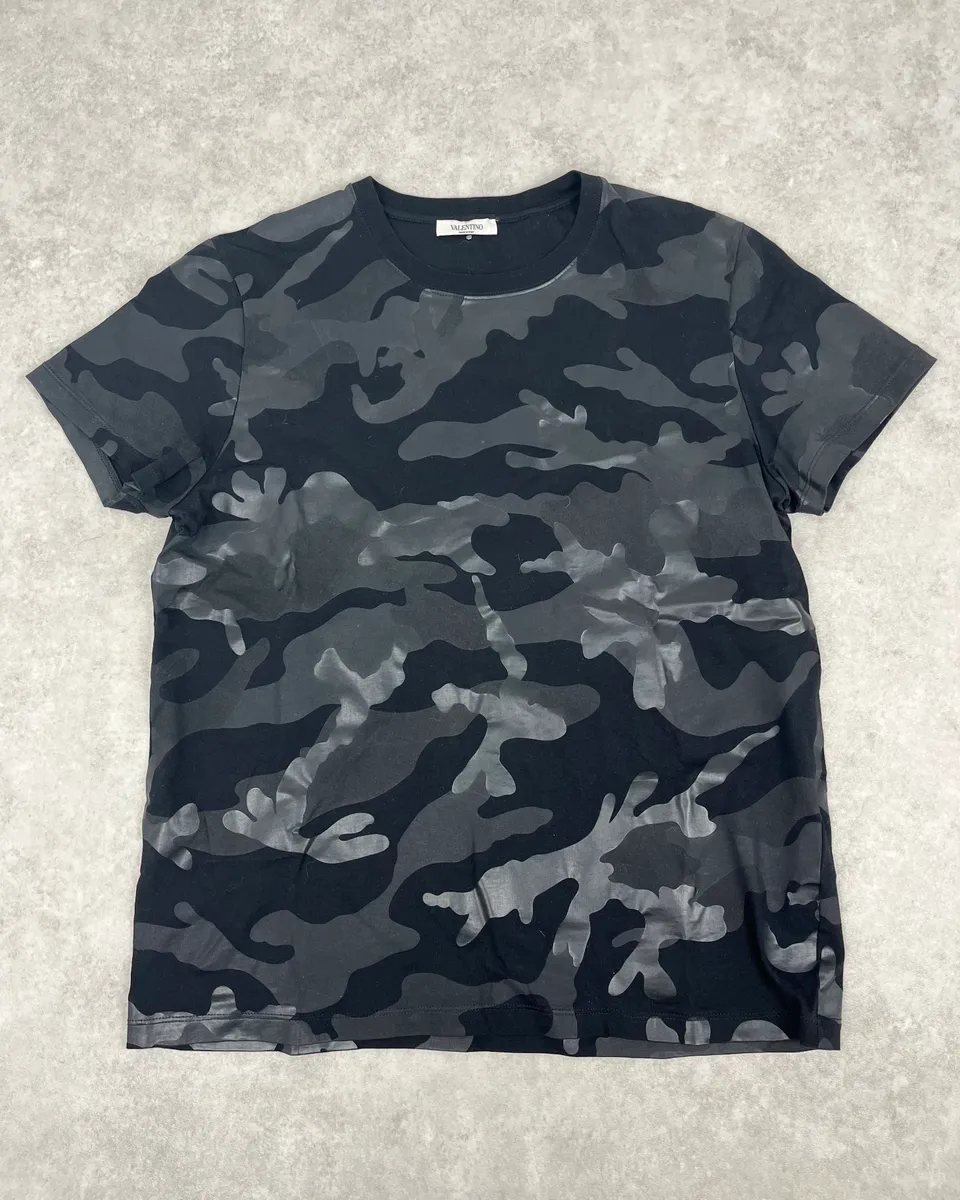 Valentino Black Military Camouflage T-Shirt