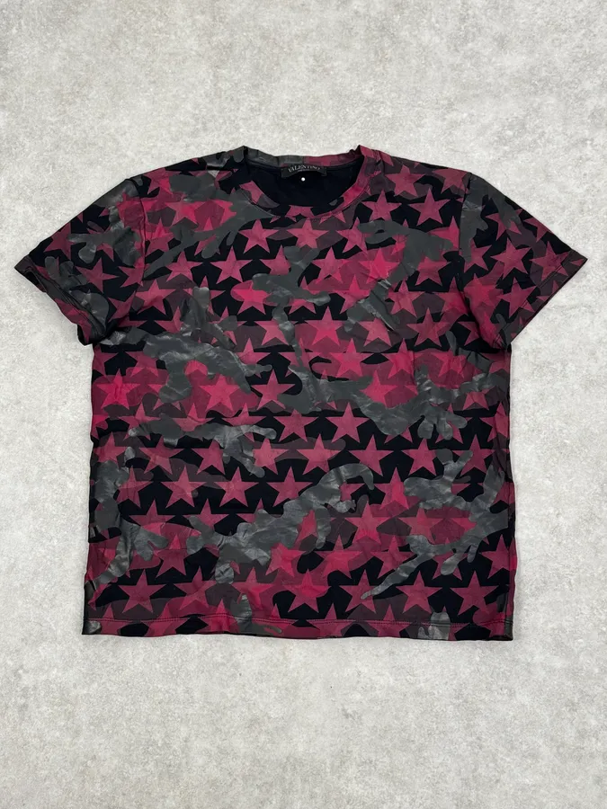 Valentino Black & Red Star Camo T-Shirt