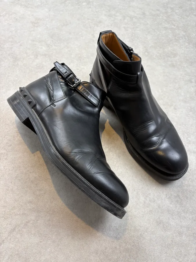 Valentino Black Spiked Leather Ankle Boots - Image 5