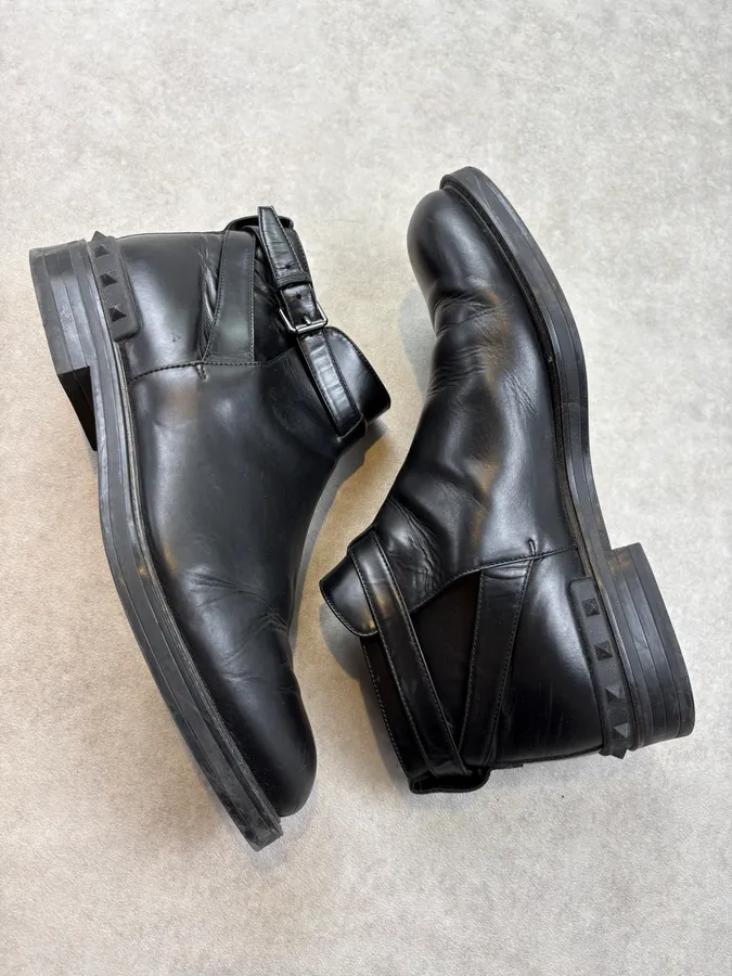 Valentino Black Spiked Leather Ankle Boots - Image 6