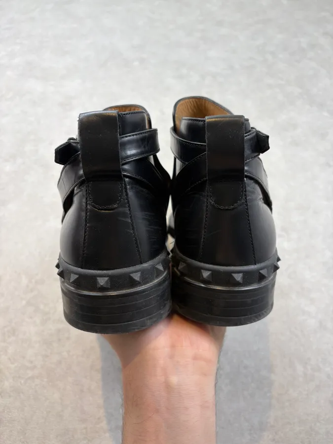 Valentino Black Spiked Leather Ankle Boots - Image 7