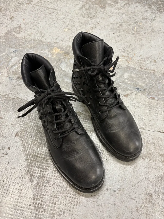 Valentino Garavini Black Studded Leather Boots - Image 3