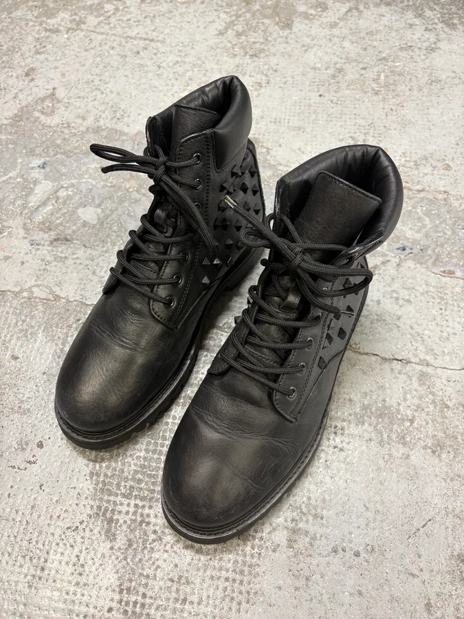 Valentino Garavini Black Studded Leather Boots - Image 4