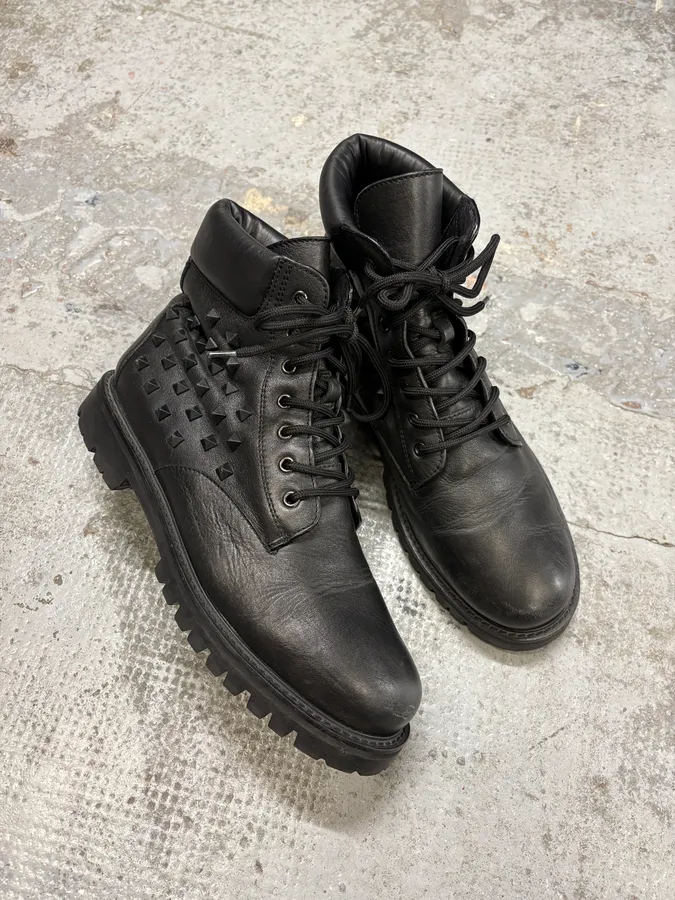 Valentino Garavini Black Studded Leather Boots - Image 5