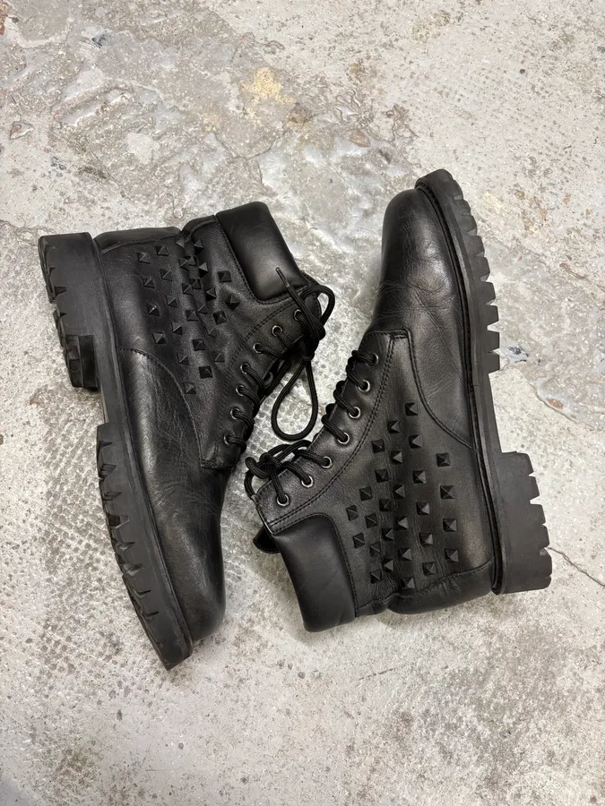 Valentino Garavini Black Studded Leather Boots - Image 6