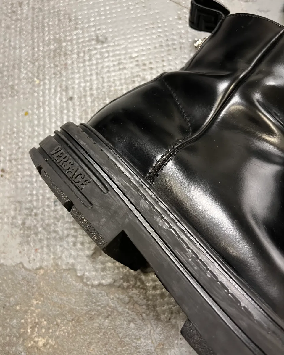 Versace Black Leather Boots - Image 4