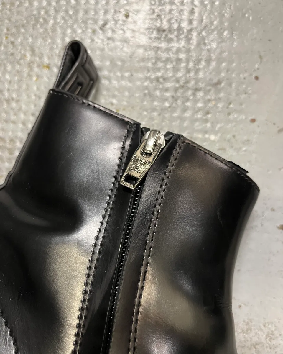 Versace Black Leather Boots - Image 6