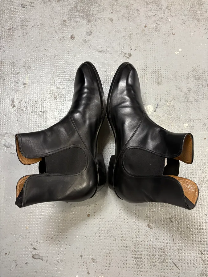 Versace Black Leather Classy Chelsea Biker Boots - Image 4