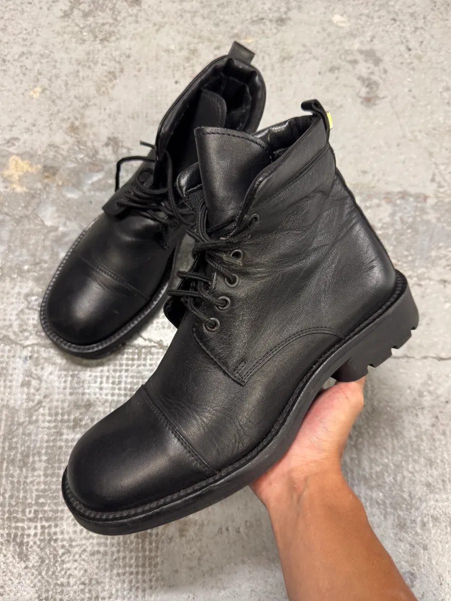 Versace Black Leather High Boots
