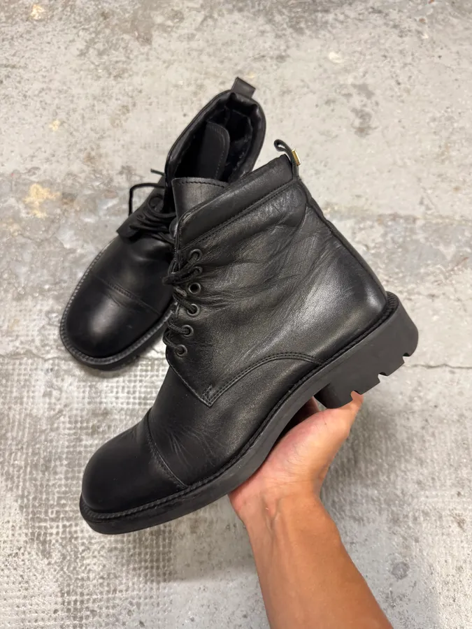 Versace Black Leather High Boots - Image 2