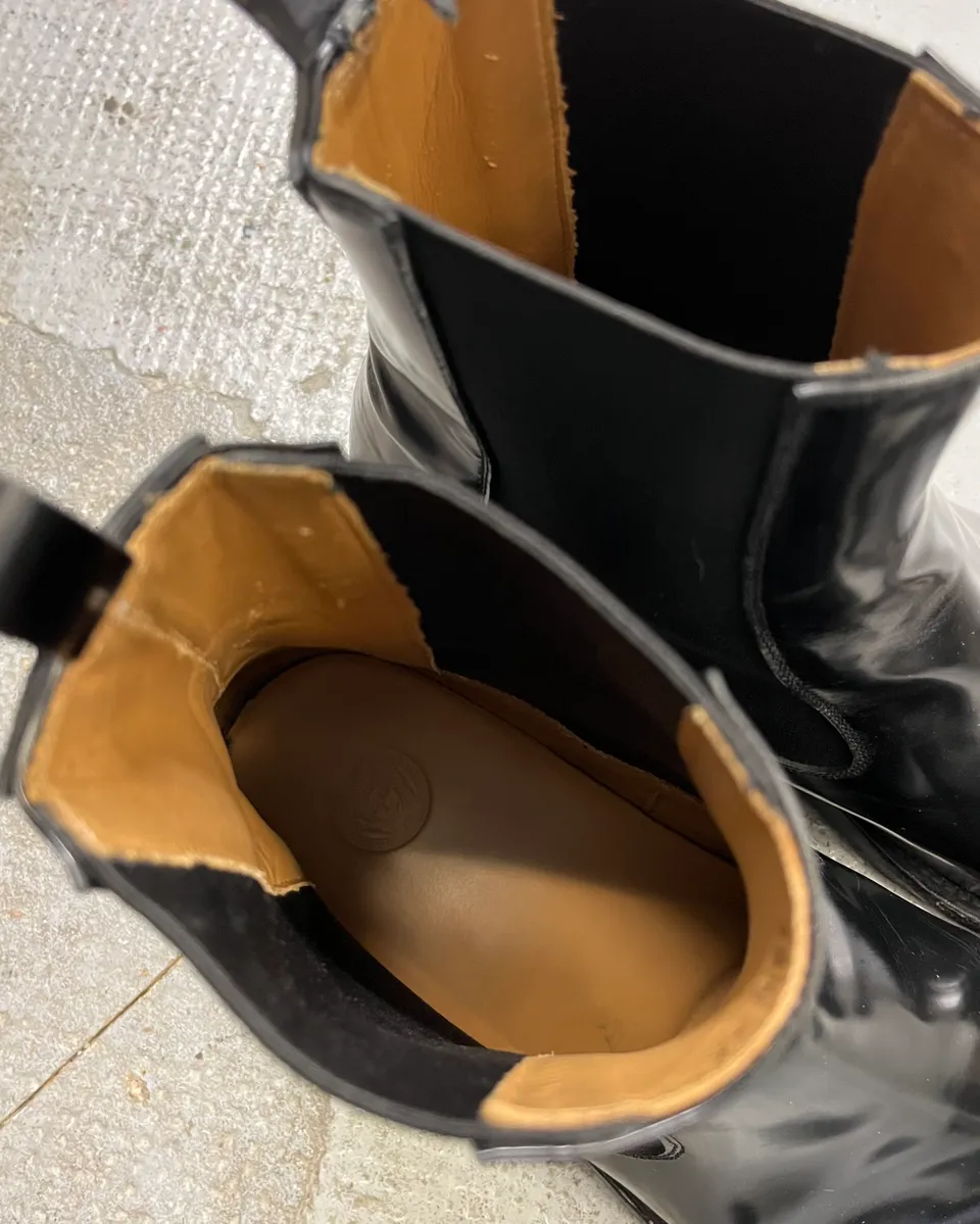 Versace Black Minimalist Leather Boots - Image 9
