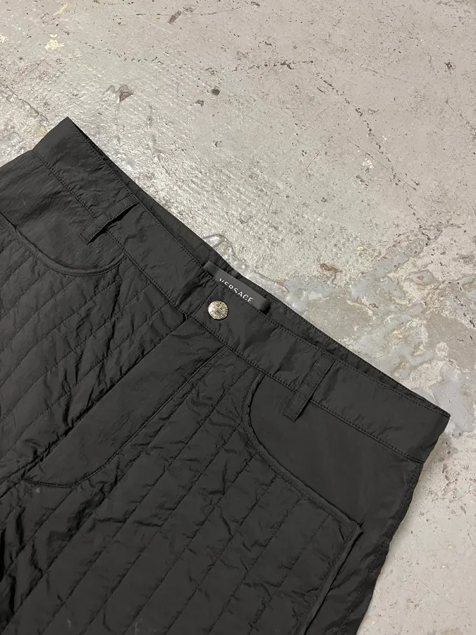 Versace Black Quilted Pants - Image 3