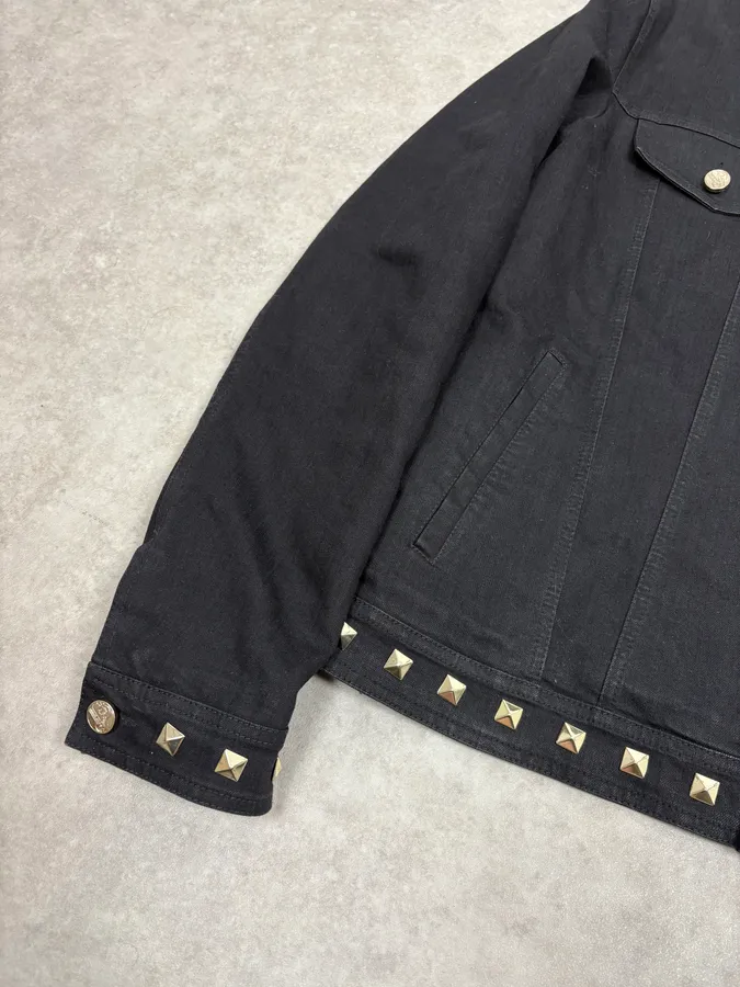Versace Black Studded Embellished Trucker Jacket - Image 8