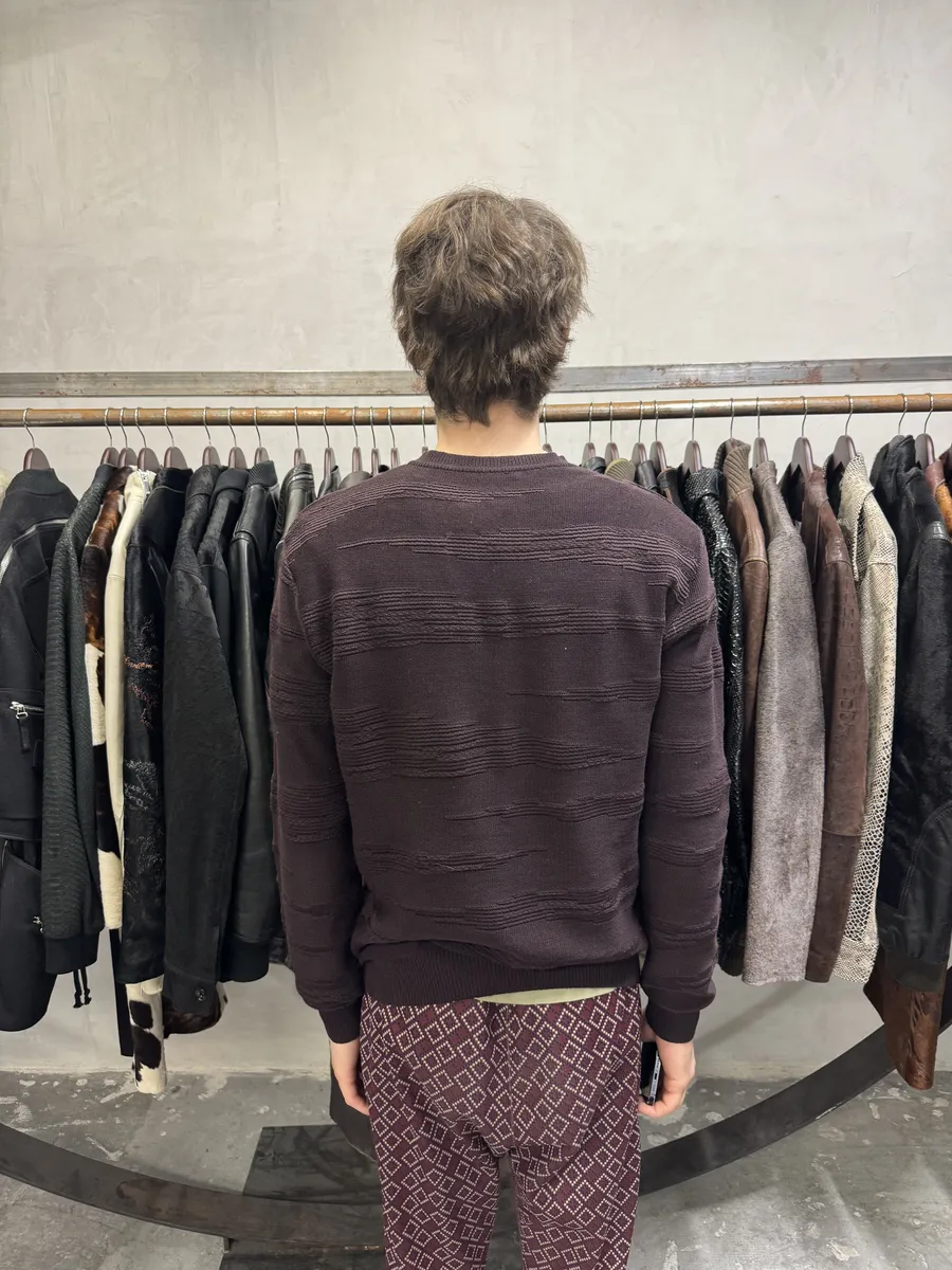 Versace Black V Neck Bordeaux Wool Sweater - Image 4