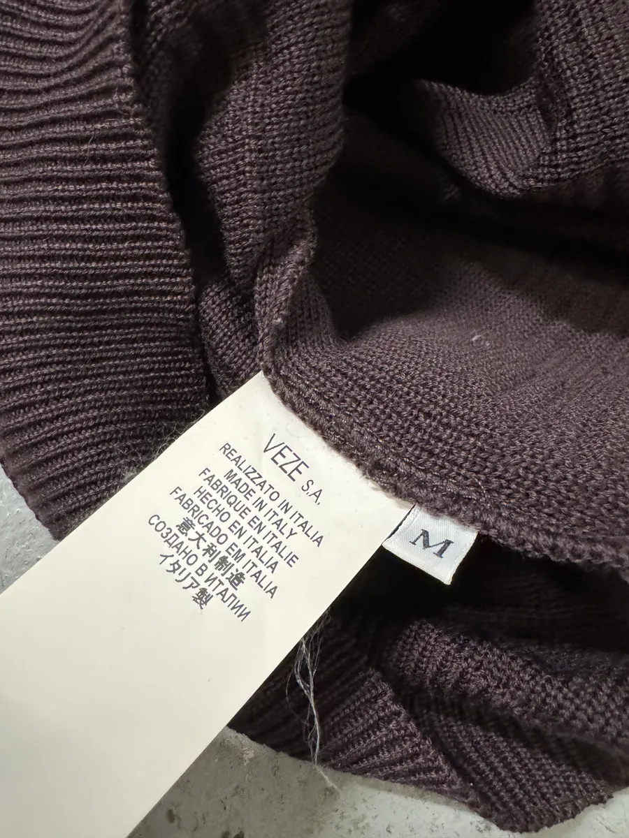 Versace Black V Neck Bordeaux Wool Sweater - Image 9