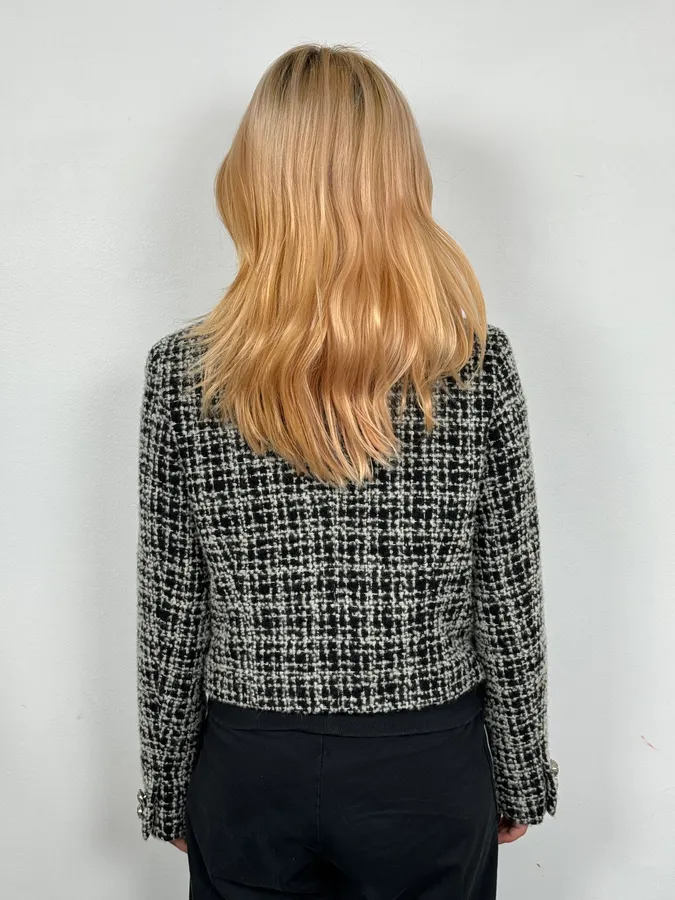 Versace Black & White Tweed Classy Jacket - Image 2