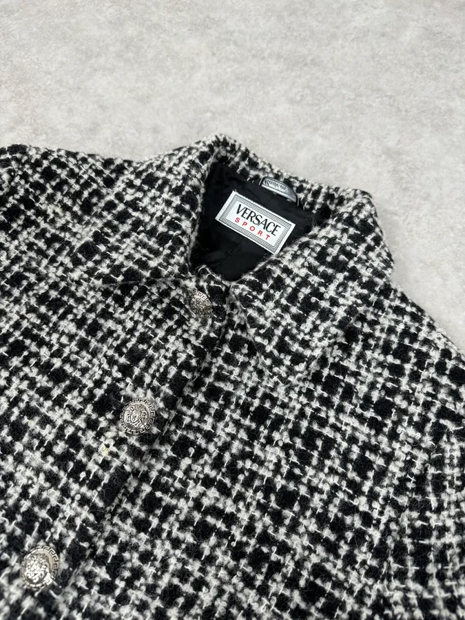Versace Black & White Tweed Classy Jacket - Image 5