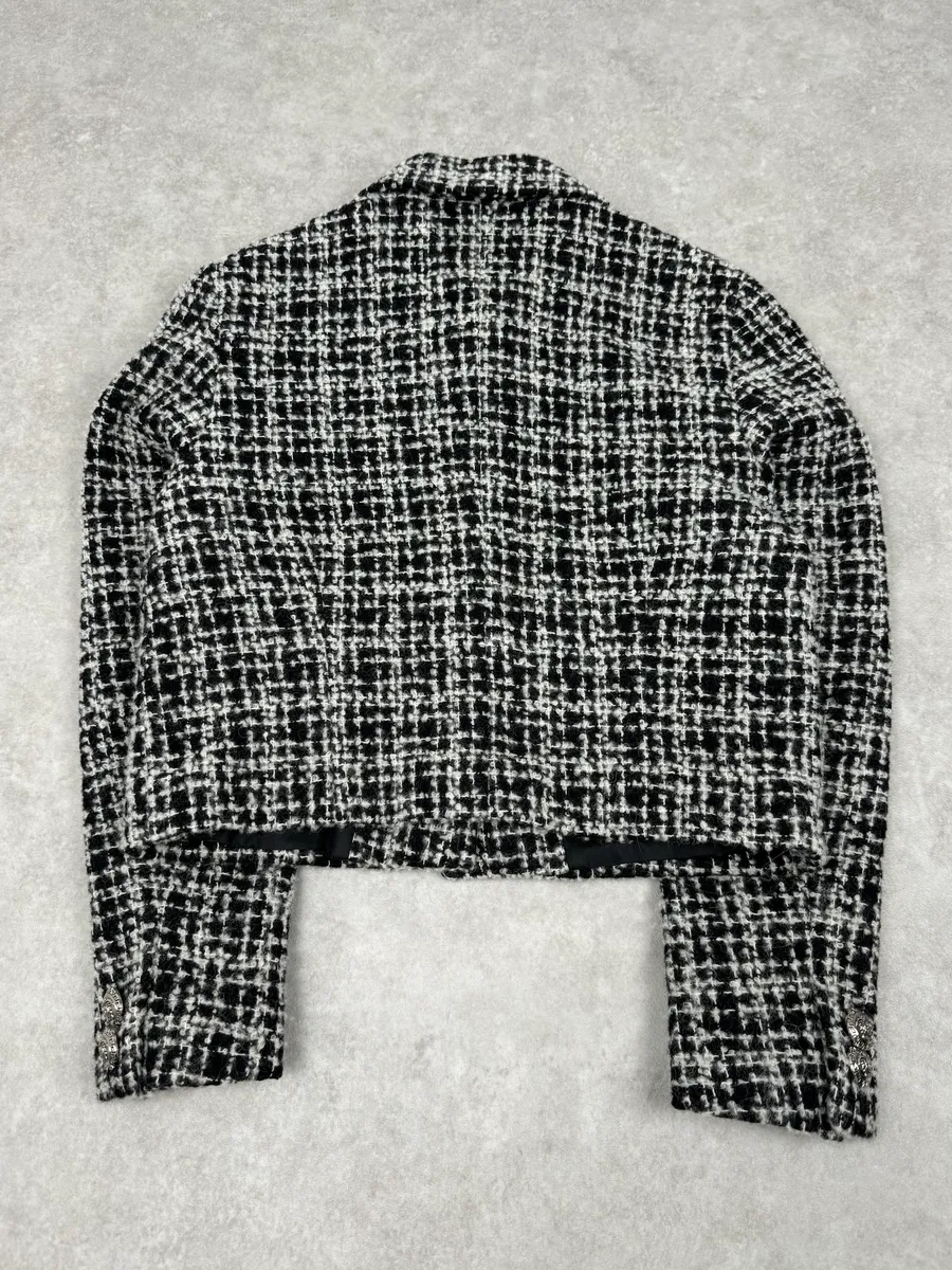 Versace Black & White Tweed Classy Jacket - Image 7
