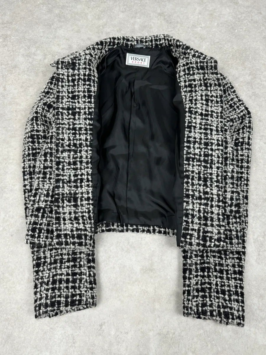 Versace Black & White Tweed Classy Jacket - Image 8