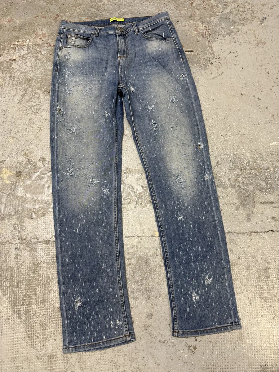 Versace Blue Ripped Denim Jeans - Image 7