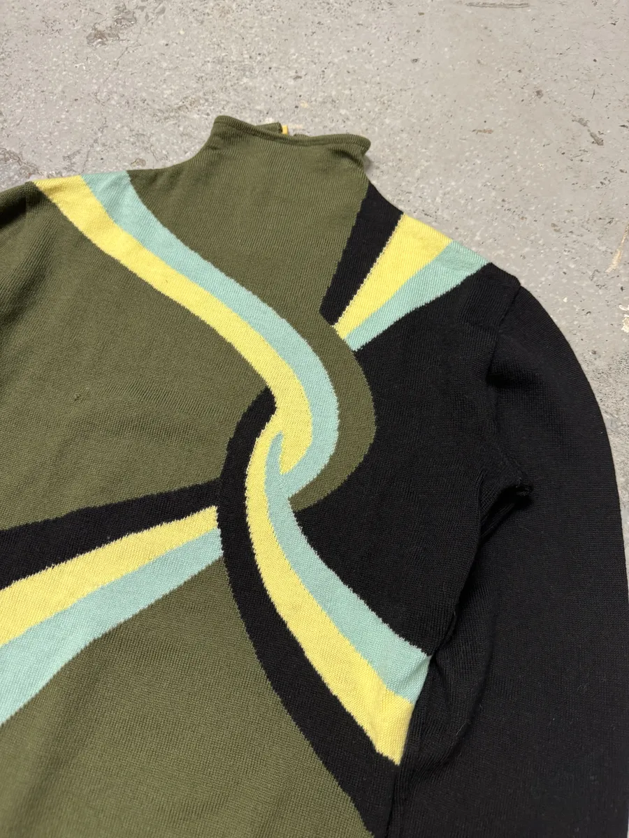 Versace Green Spiral Turtleneck Sweater - Image 5