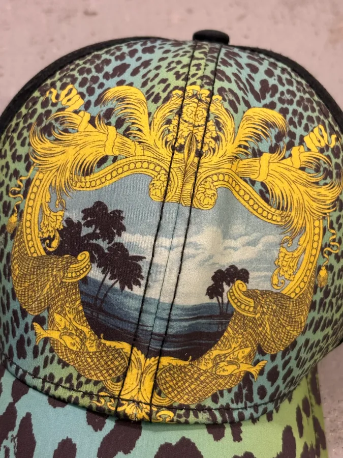 Versace H&M Turquoise Leopard Print Baseball Cap - Image 5