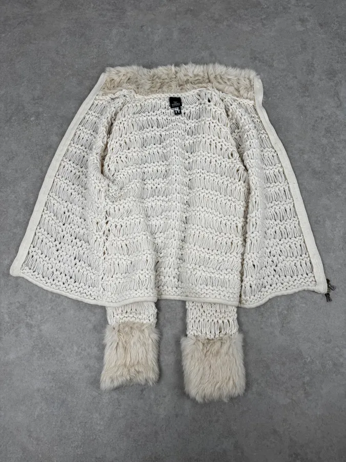 Versace White Fur Collar Wool Zip-Up Jacket - Image 8