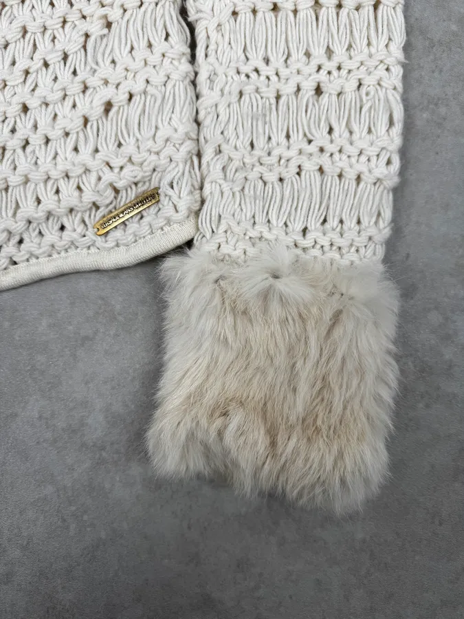 Versace White Fur Collar Wool Zip-Up Jacket - Image 9