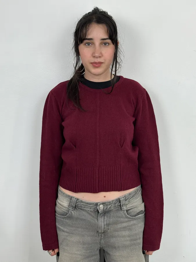 Vivienne Westwood Bordeaux Wool Cropped Sweater - Image 2