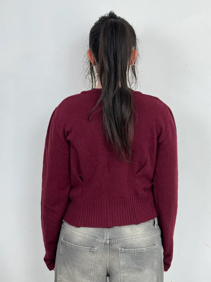 Vivienne Westwood Bordeaux Wool Cropped Sweater - Image 3