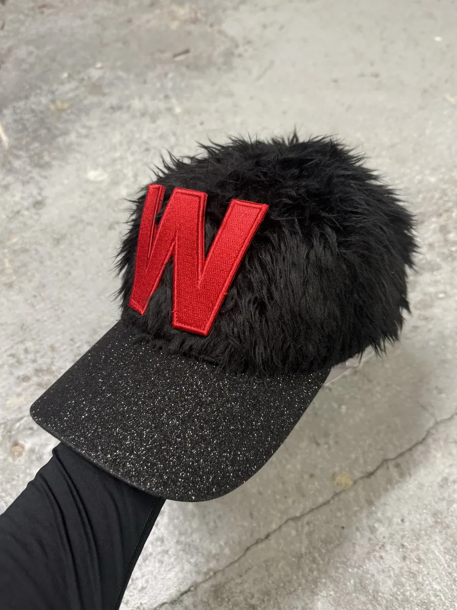 Walter Van Beirendonck Black Plushed Wild Cap - Image 4