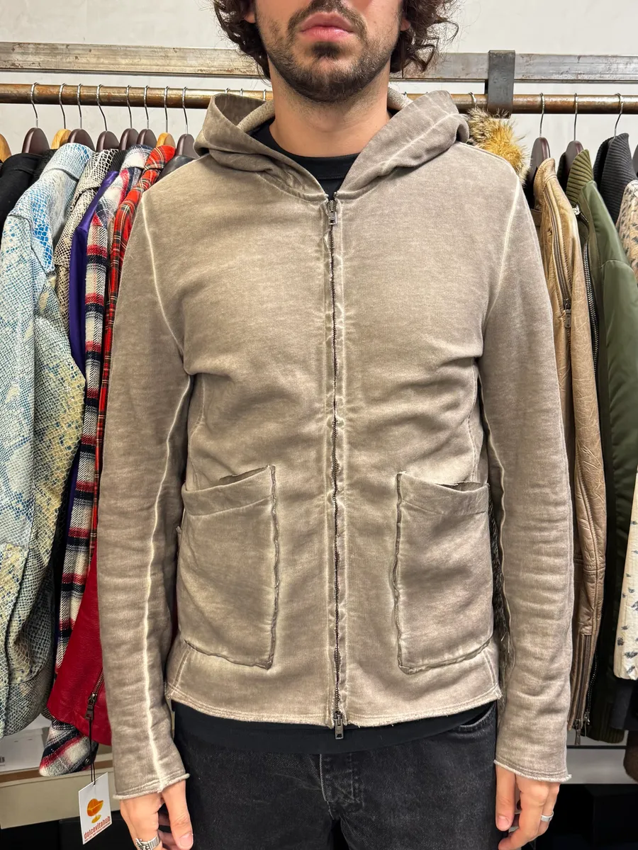 WLG by Giorgio Brato Grey Brut Avant-Garde Zip-up Hoodie - Image 2
