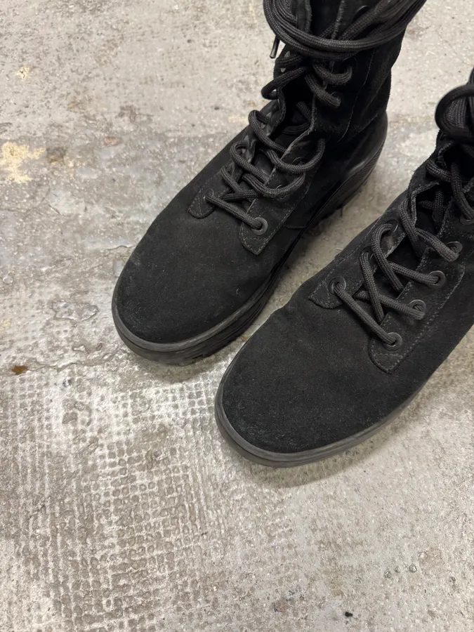 Yeezy Season 6 Black Suede Leather Combat Boots - Image 7