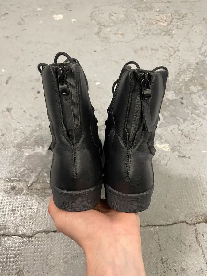Yohji Yamamoto Y3 Adidas Black Leather Superstar Boots - Image 7