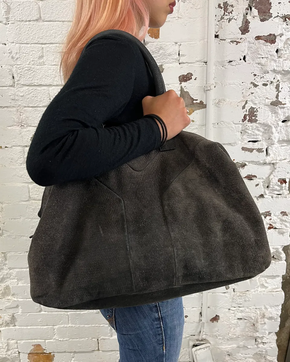 Yves Saint Laurent Anthracite Grey Suede Easy Handle Bag - Image 2