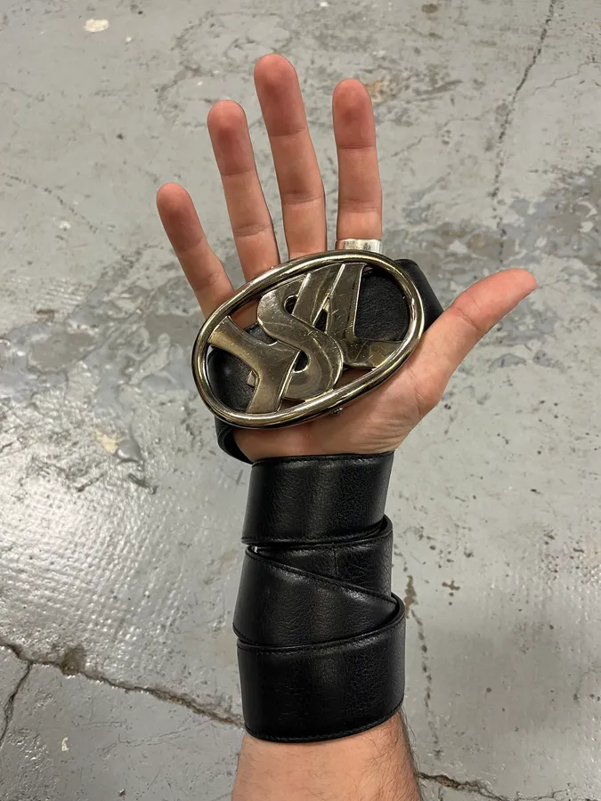Yves Saint Laurent Black Leather Signature Belt