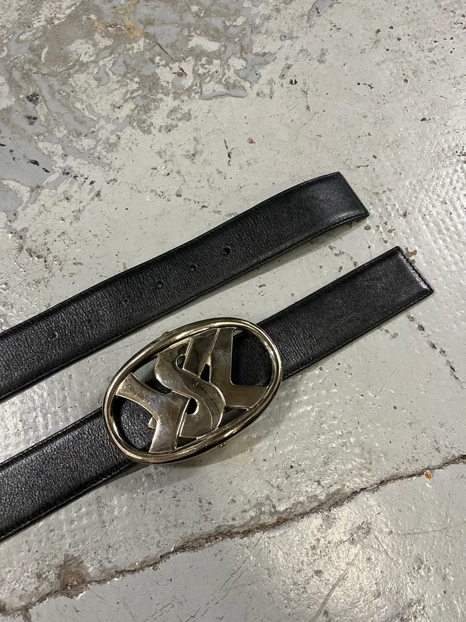 Yves Saint Laurent Black Leather Signature Belt - Image 4