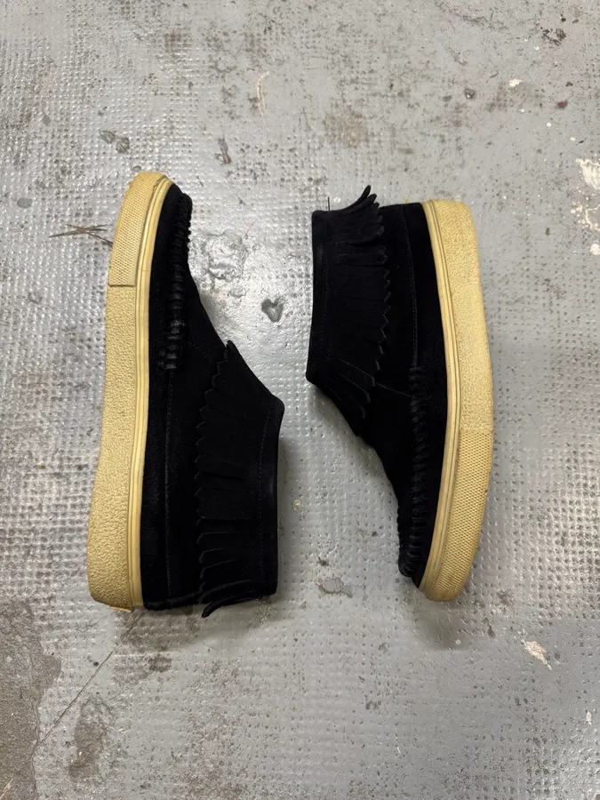 Yves Saint Laurent Black Suede Fringe Sneakers - Image 7