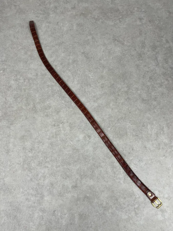 Yves Saint Laurent Brown Crocodile Leather Belt - Image 8