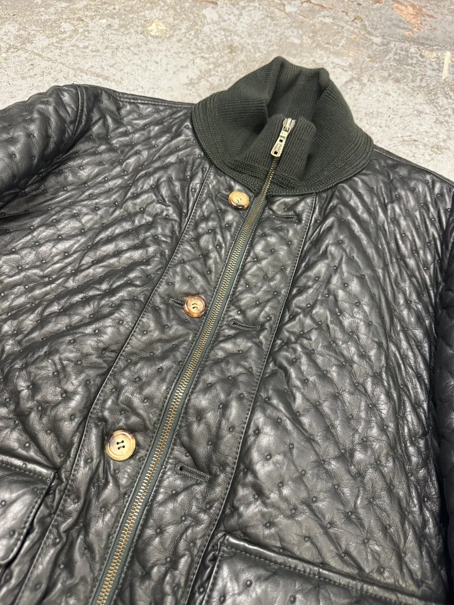 Yves Saint Laurent Green Bomber Leather Jacket - Image 9