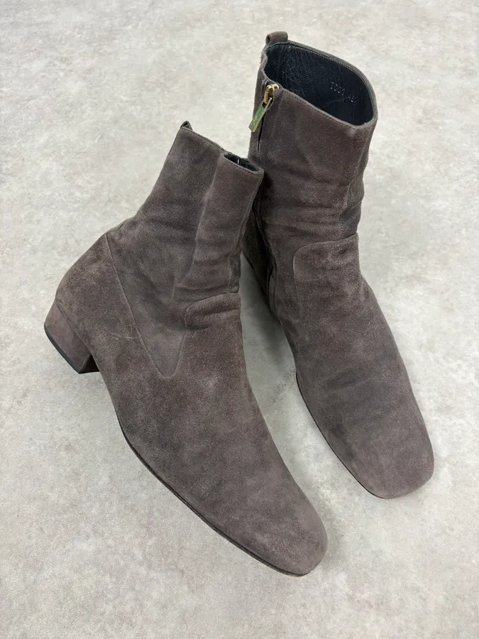 Yves Saint Laurent Grey Suede Ankle Boots - Image 7