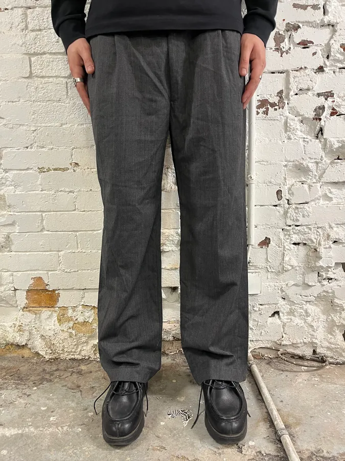 Yves Saint Laurent Grey Wool Suit Pants Wide Leg - Image 2