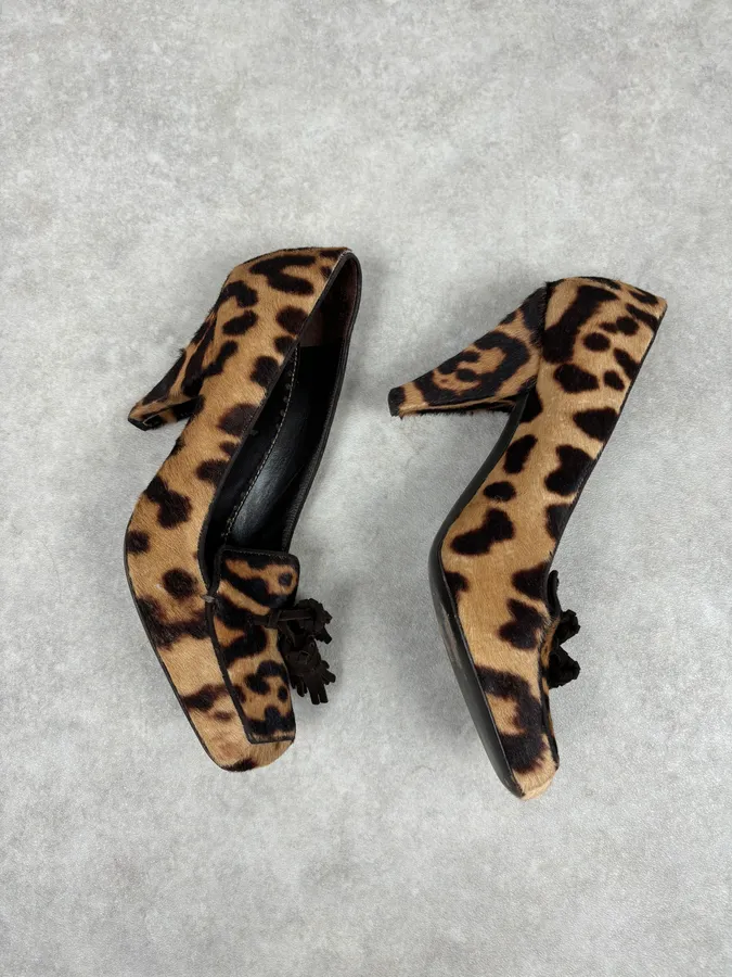Yves Saint Laurent Leopard Pony Hair Heels - Image 9