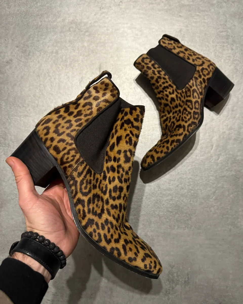Yves Saint Laurent Leopard Pony Hair Heels Boots